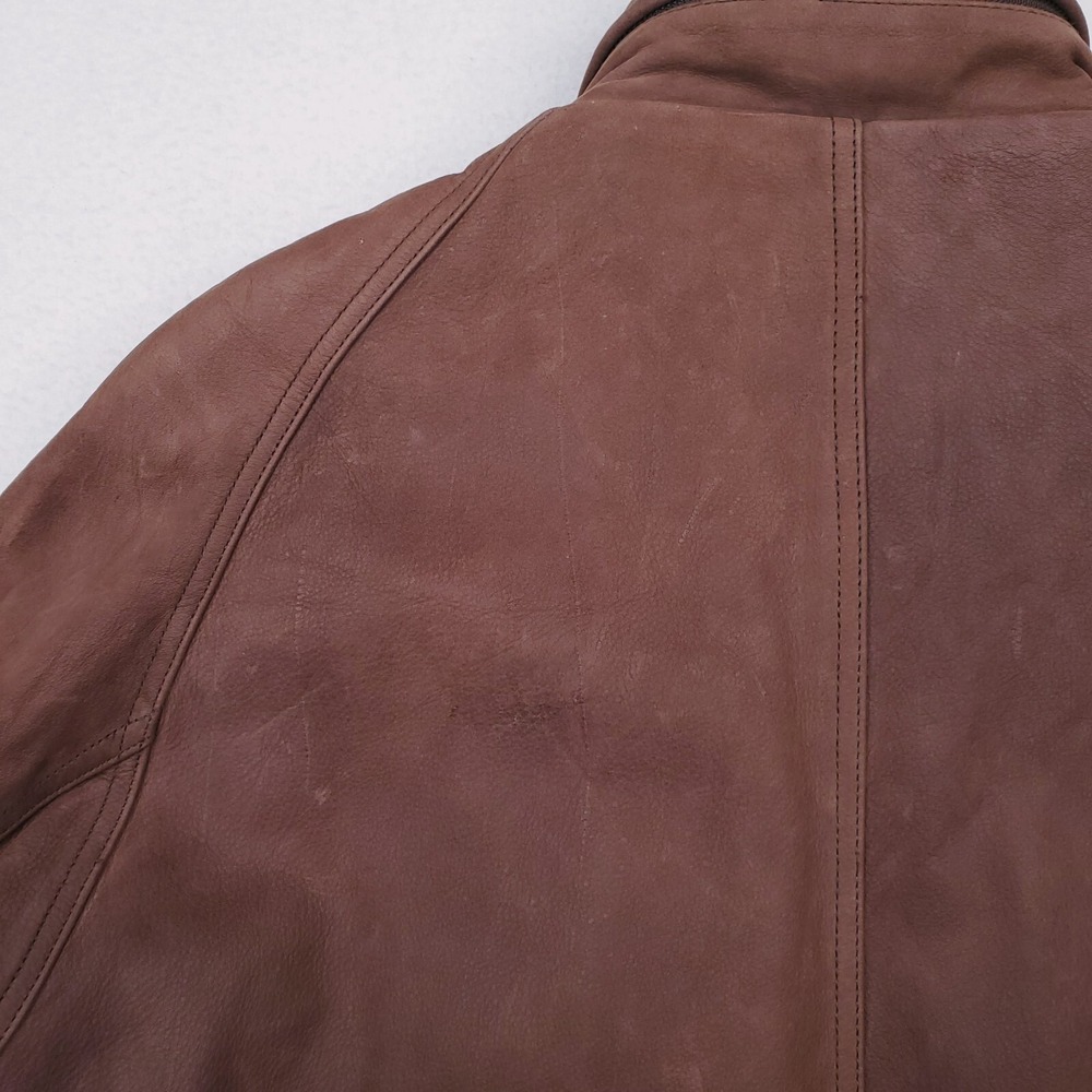 Vintage St Johns Bay Leather Jacket Mens Large Brown Wool Insulated Soft Supple - Picture 13 of 16